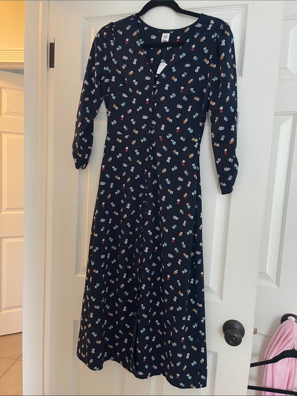 GAP Navy Floral Maxi Dress with Multicolor Blooms